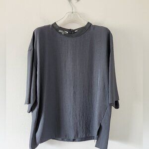 VINCE | Teal Green Top short Sleeve Mesh Collar Sz SMALL